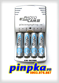 Bộ Sạc Thông Minh Ansmann Photocam 3 Photocam III 5117003 (kèm 4 pin MaxE 2100mAh)