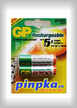 Pin sạc tiểu AA GP Hi-Power 2700mAh GP-270AAHC-U2/2700MAH (Vỉ 2 viên)