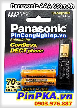 Pin sạc điện thoại bàn không dây Panasonic AAA 650mAh 1,2v BK-4LDAW/2BT