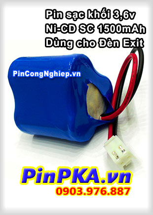 Pin sạc khối Ni-CD 3,6v SC1500mAh dùng cho đèn Exit